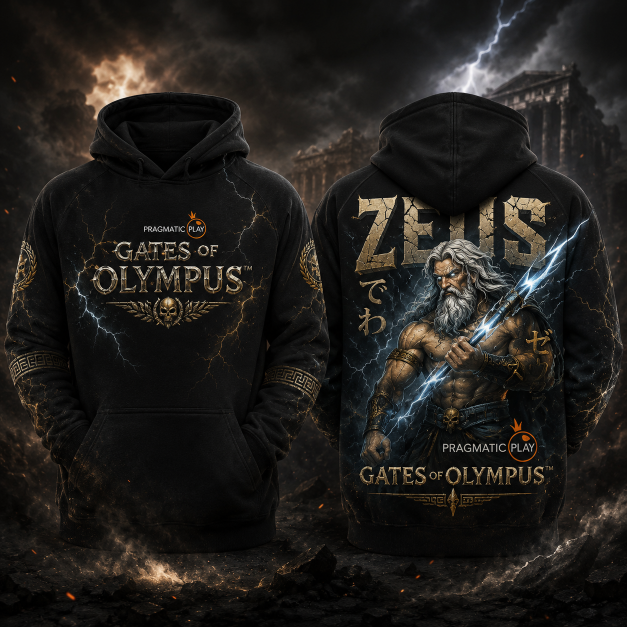 Jaket Hoodie Zeus Olympus front and back